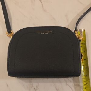 Marc Jacobs Black Leather Camera Crossbody with Gold Hardware